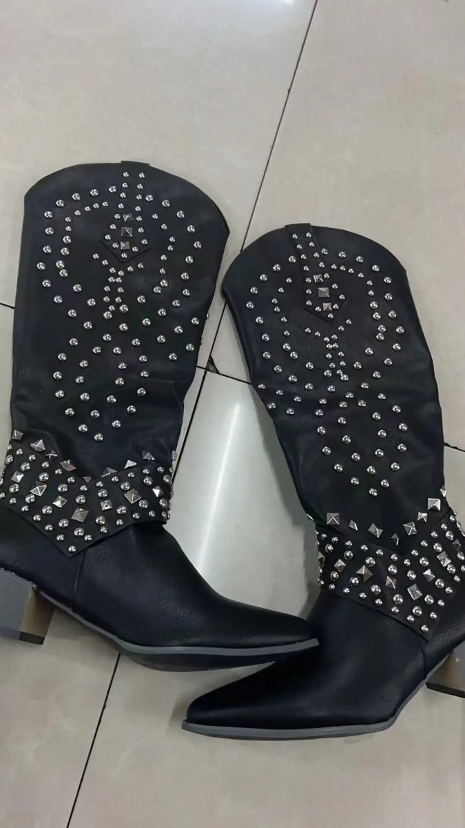 Riloh | Orthopedic Boots With Pointed Toe And Mid Block Heel Knee High - Nalani - Fashion Clothing and Decor