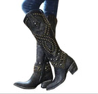 Riloh | Orthopedic Boots With Pointed Toe And Mid Block Heel Knee High - Nalani - Fashion Clothing and Decor