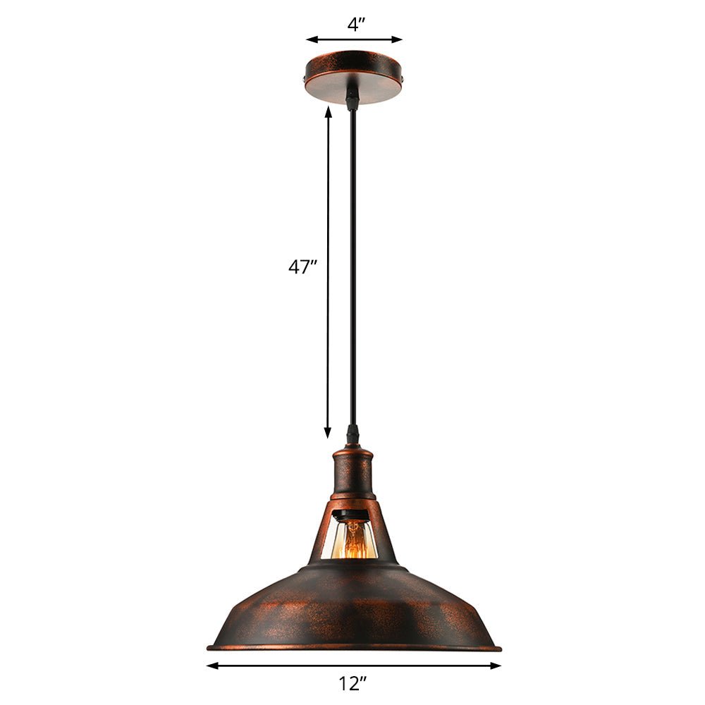 Rust Pendant Light With Barn Shade Industrial Style Lamp - Nalani - UK Fashion Clothing and Decor
