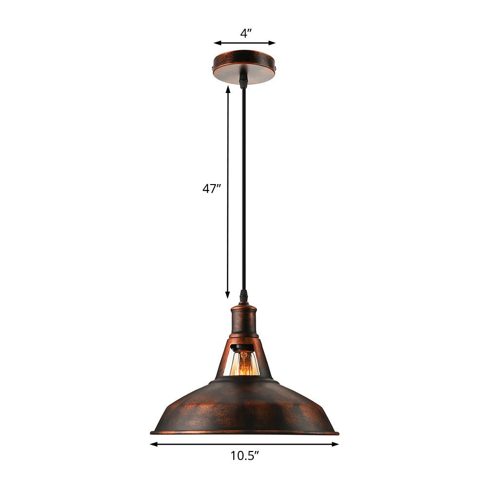 Rust Pendant Light With Barn Shade Industrial Style Lamp - Nalani - UK Fashion Clothing and Decor