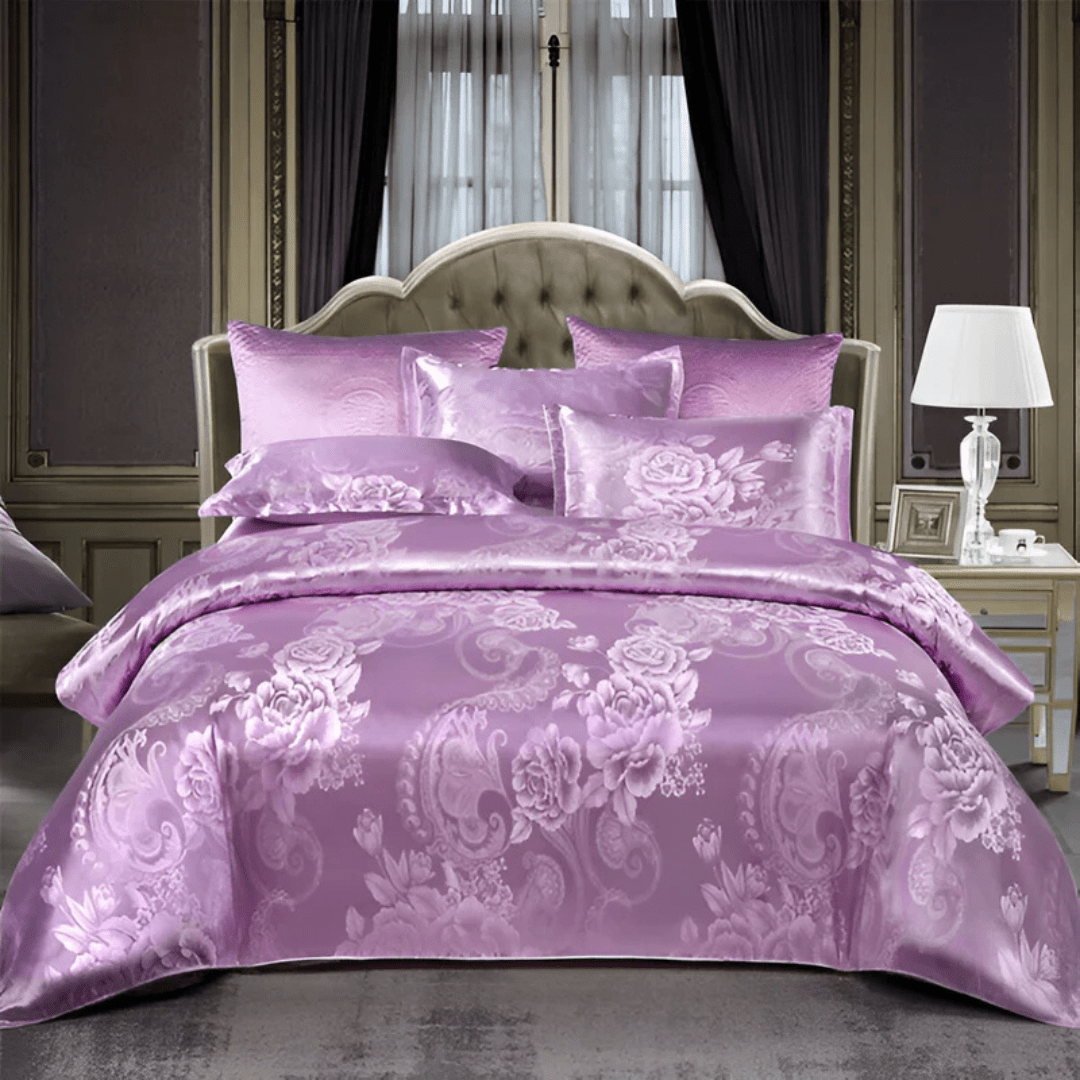 Satin Floral Print Duvet Cover Breathable Ultra Bed Linen - Nalani - UK Fashion Clothing and Decor