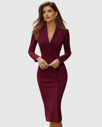Seleneva | Elegant Tailored Midi Dress Blazer-Inspired Silhouette - Nalani - Fashion Clothing and Decor