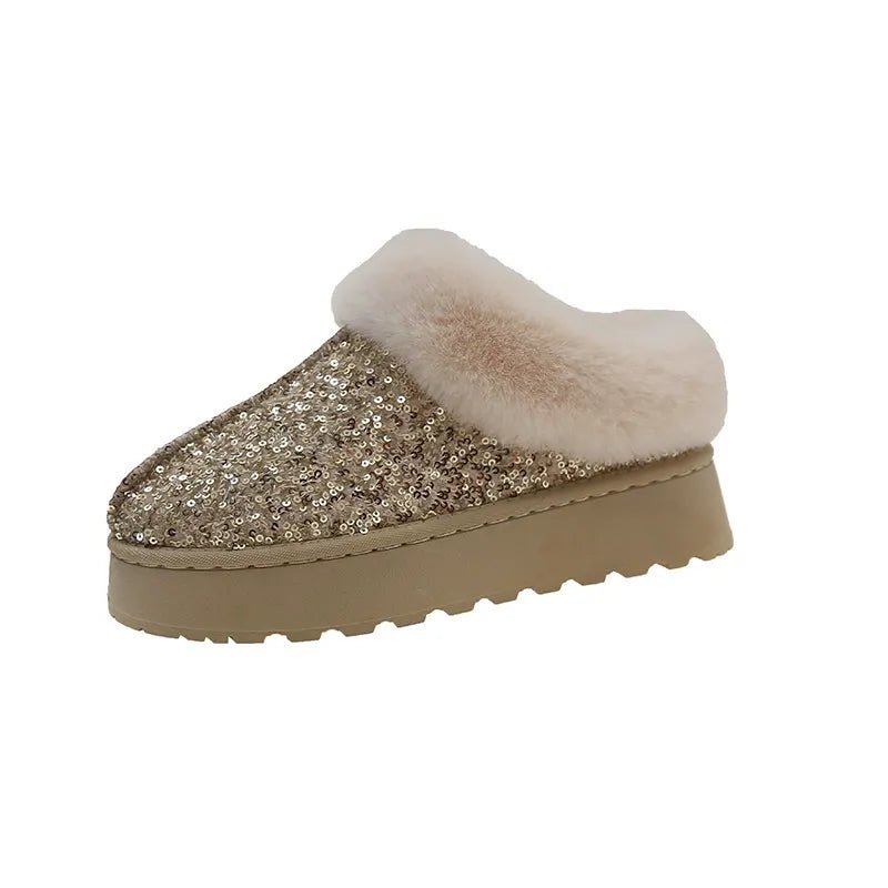 Sequin Fur Lined Ankle Snow Boots With Thick Sole Warmth - Nalani - UK Fashion Clothing and Decor