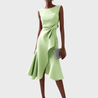 Sheila | Draped Asymmetric Midi Dress For Evening Wear Occasions - Nalani - Fashion Clothing and Decor