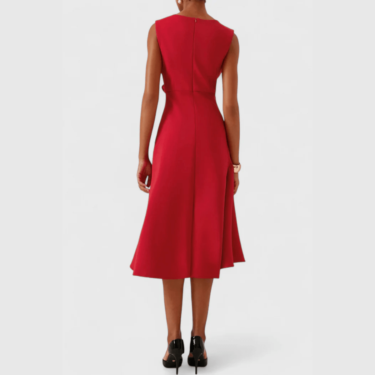 Sheila | Draped Asymmetric Midi Dress For Evening Wear Occasions - Nalani - Fashion Clothing and Decor