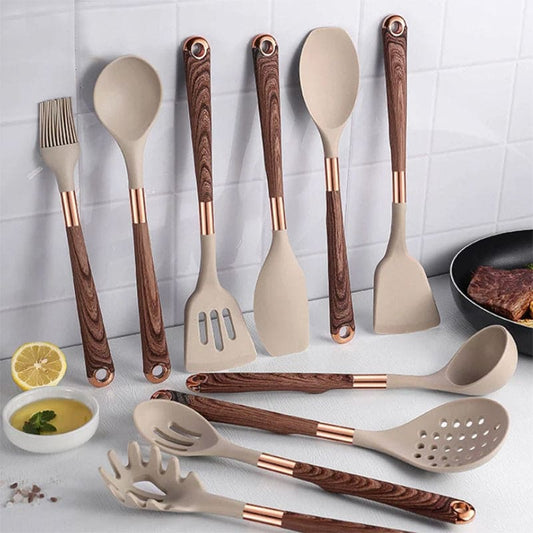 Silicone Kitchen Utensil Set 10 Pieces Nonstick Durable - Nalani - UK Fashion Clothing and Decor