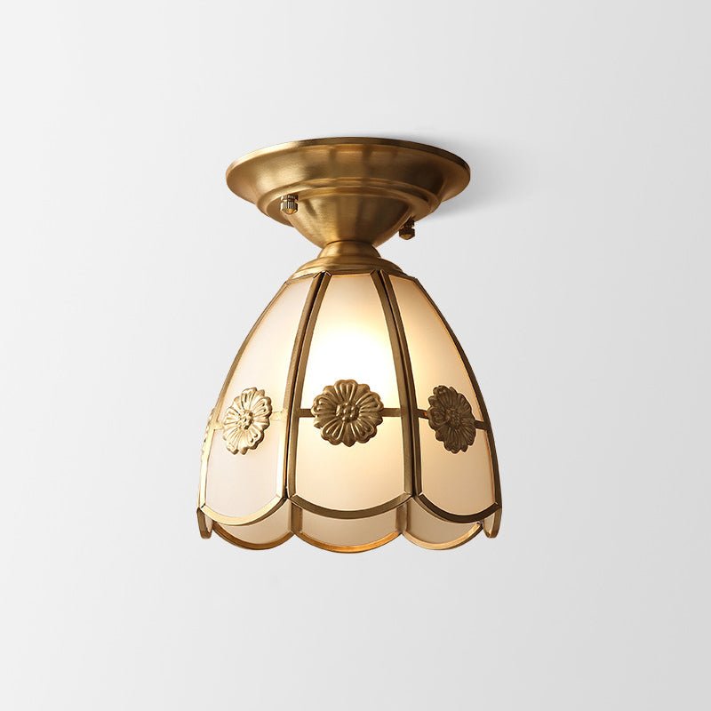 Single Bulb Brass Semi Flush Mount Light Scalloped Metal - Nalani - UK Fashion Clothing and Decor