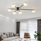 Slim Black Arm Ceiling Lamp With White Glass Oval Bulb - Nalani - UK Fashion Clothing and Decor