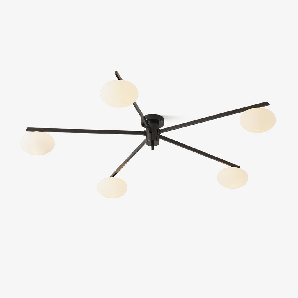 Slim Black Arm Ceiling Lamp With White Glass Oval Bulb - Nalani - UK Fashion Clothing and Decor
