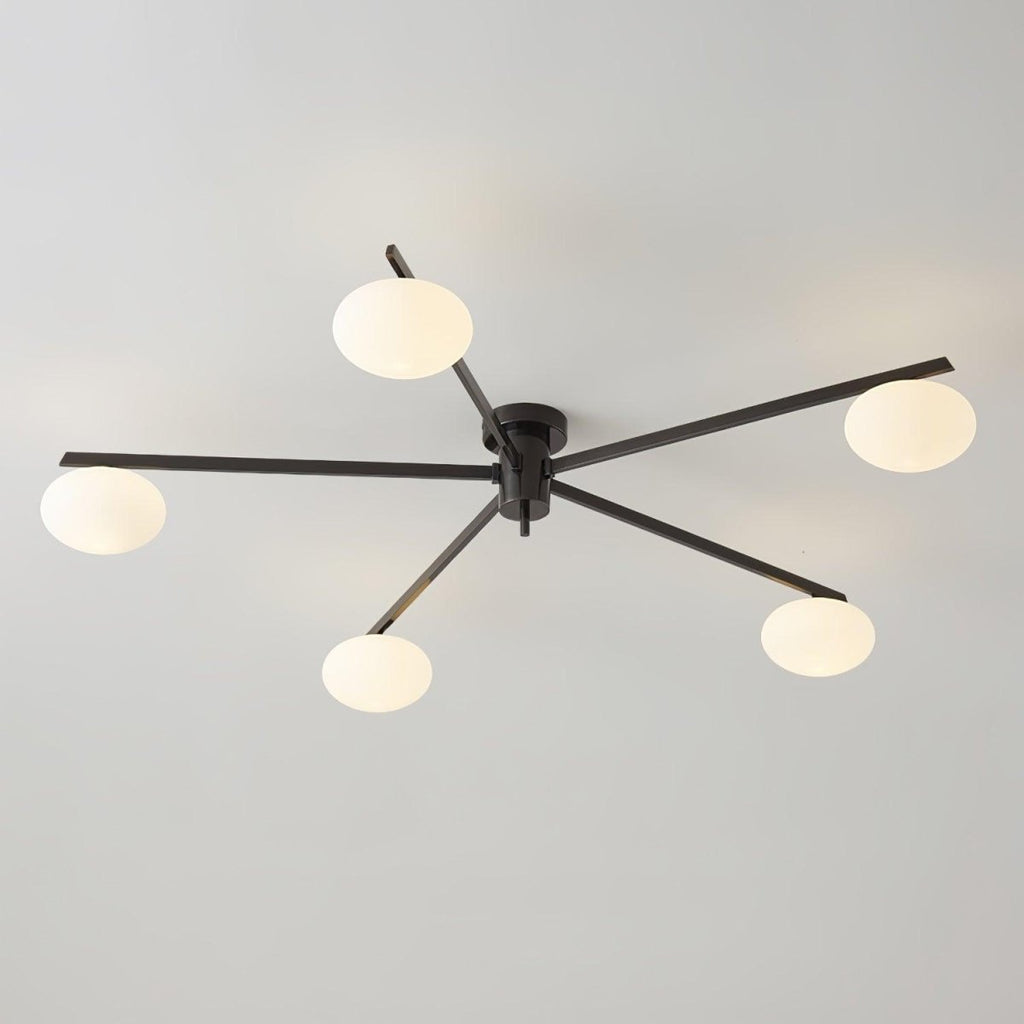 Slim Black Arm Ceiling Lamp With White Glass Oval Bulb - Nalani - UK Fashion Clothing and Decor