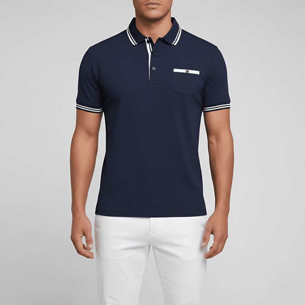 Slim Fit Cotton Polo Shirt With Chest Pocket For Men - Nalani - UK and AUS Fashion Clothing and Decor