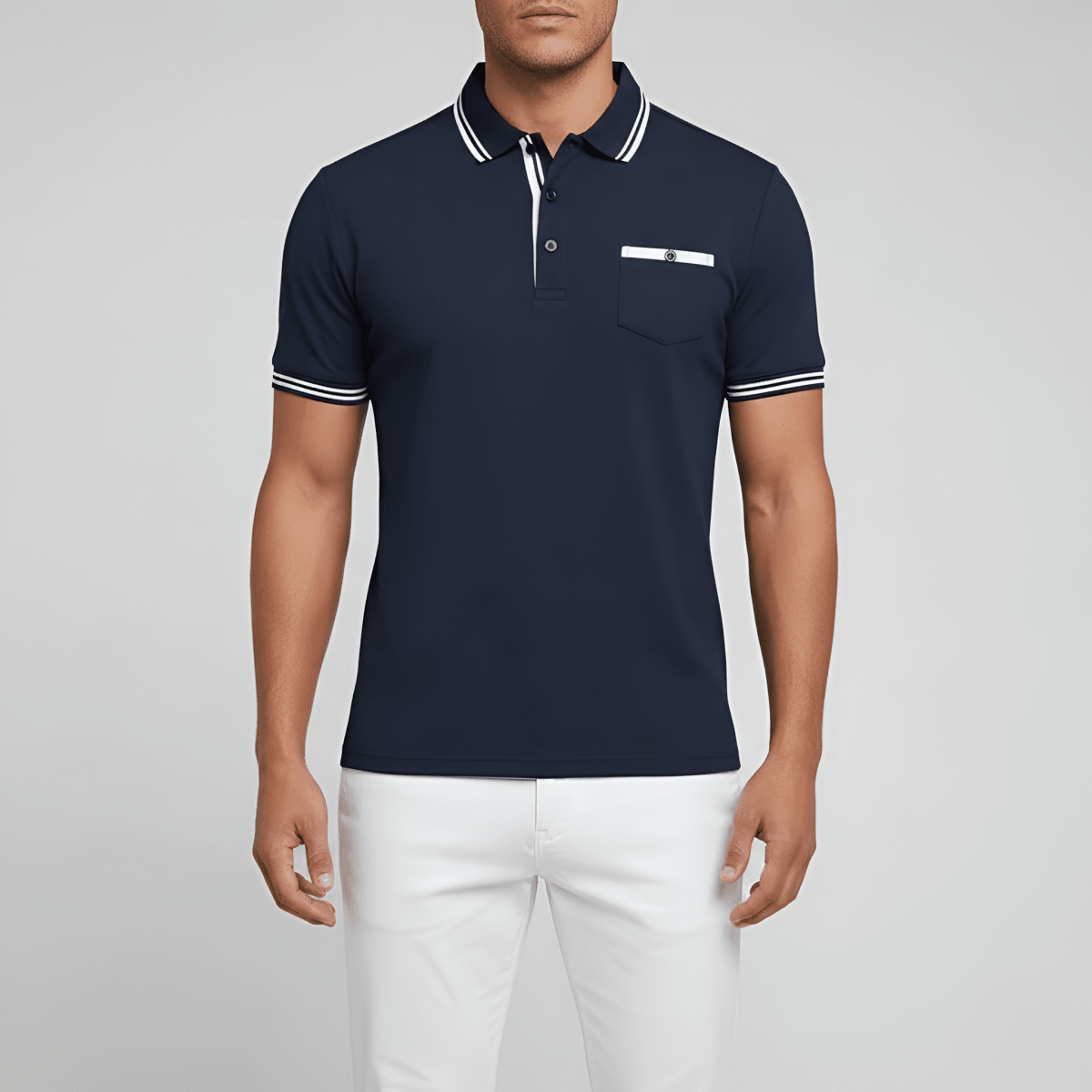 Slim Fit Cotton Polo Shirt With Chest Pocket For Men - Nalani - UK and AUS Fashion Clothing and Decor
