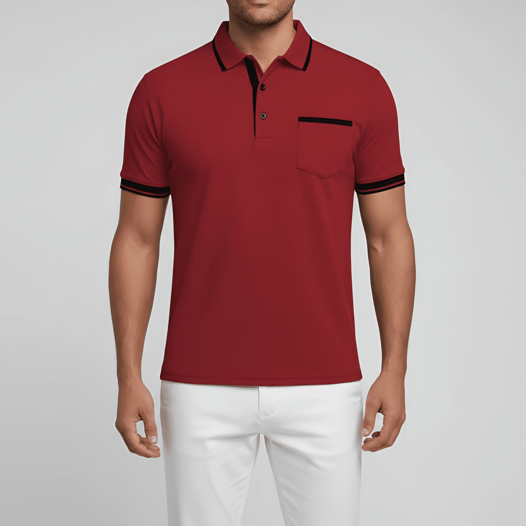 Slim Fit Cotton Polo Shirt With Chest Pocket For Men - Nalani - UK and AUS Fashion Clothing and Decor