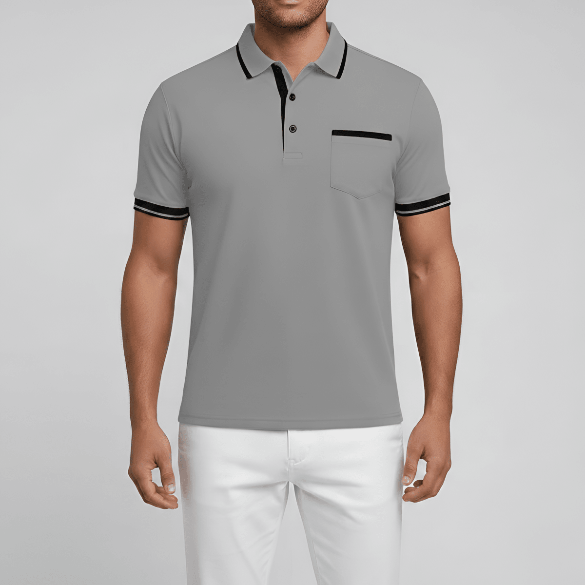 Slim Fit Cotton Polo Shirt With Chest Pocket For Men - Nalani - UK and AUS Fashion Clothing and Decor
