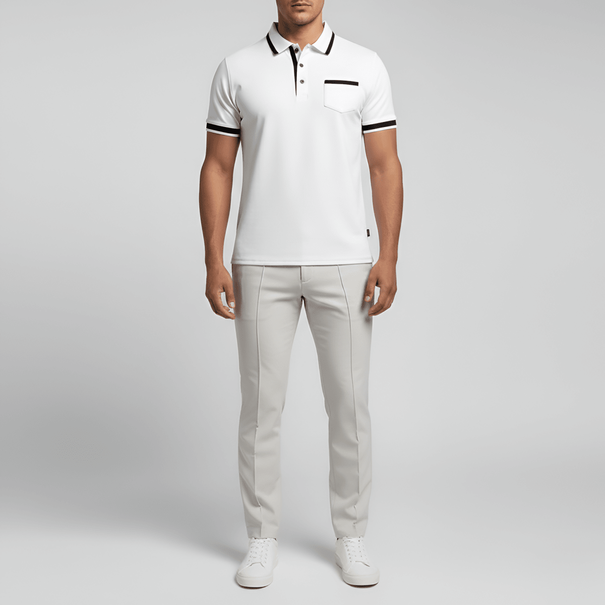 Slim Fit Cotton Polo Shirt With Chest Pocket For Men - Nalani - UK and AUS Fashion Clothing and Decor