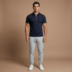Slim Fit Men's Polo Shirt With Zip Closure Short Sleeve - Nalani - UK and AUS Fashion Clothing and Decor