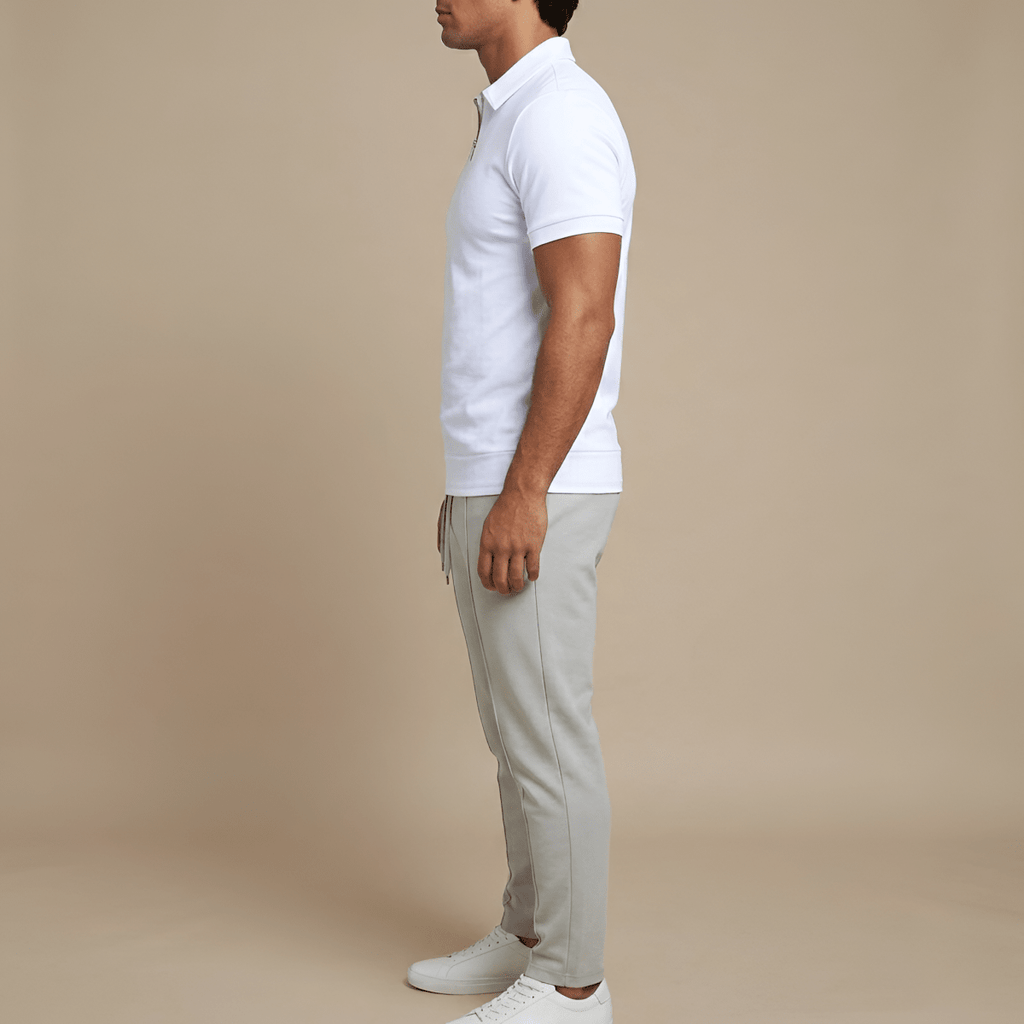 Slim Fit Men's Polo Shirt With Zip Closure Short Sleeve - Nalani - UK and AUS Fashion Clothing and Decor