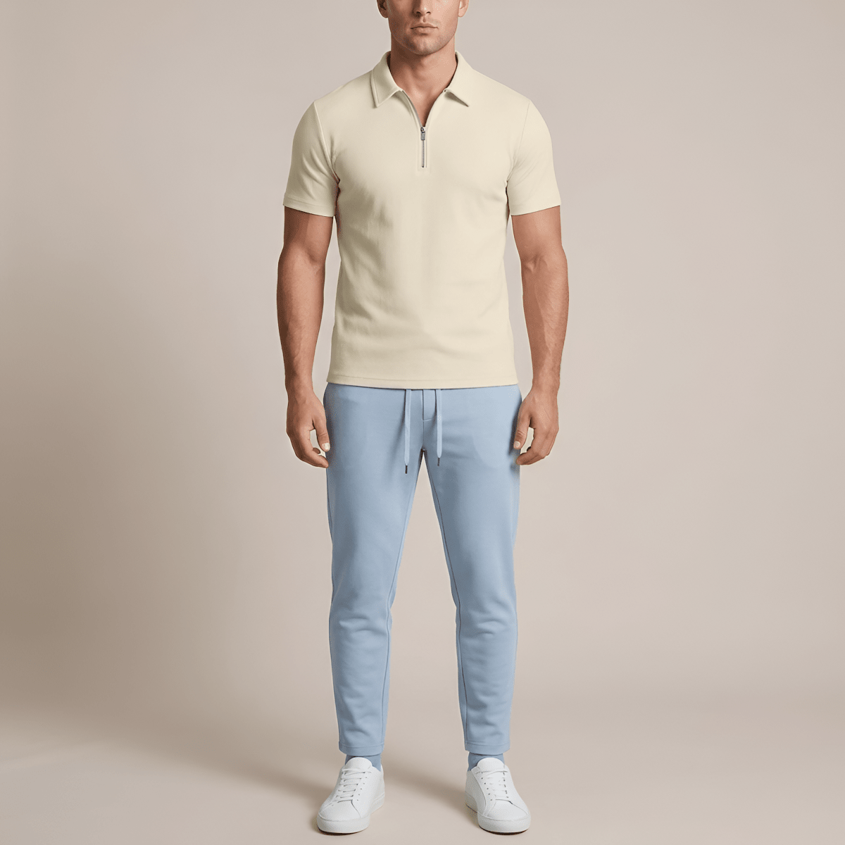 Slim Fit Men's Polo Shirt With Zip Closure Short Sleeve - Nalani - UK and AUS Fashion Clothing and Decor