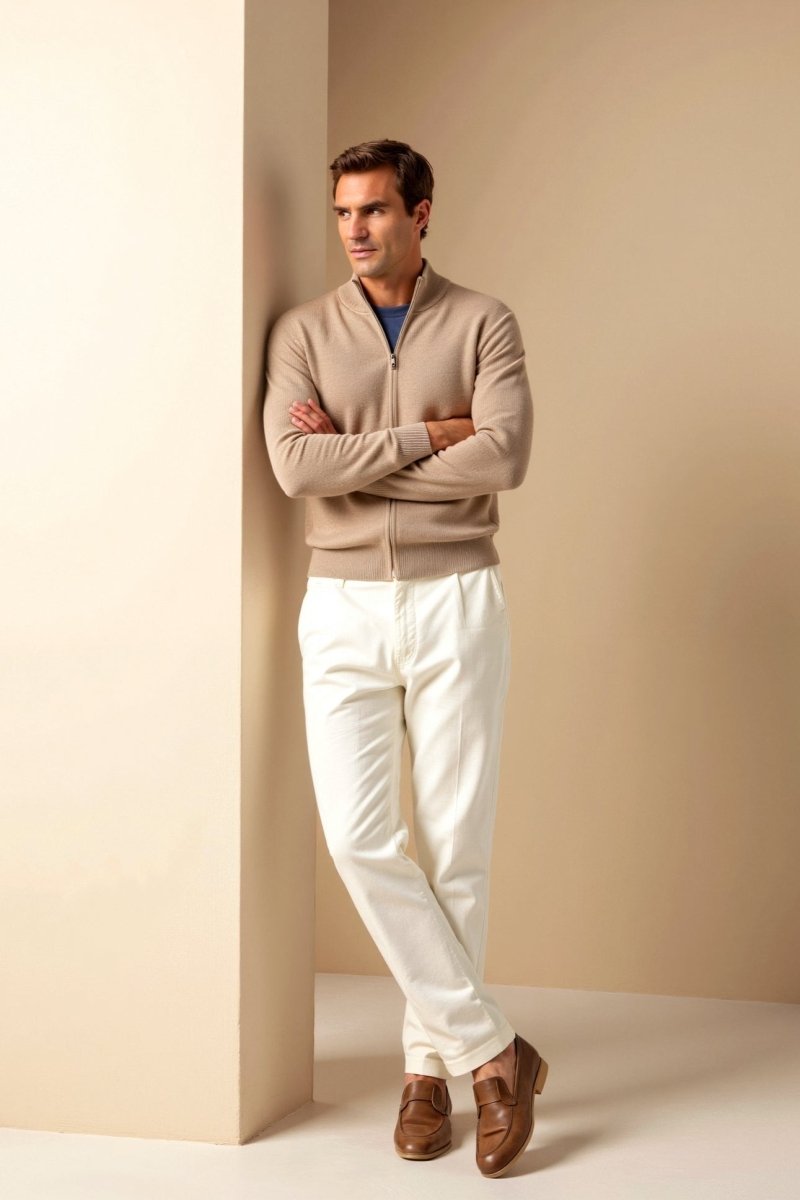 Slim Fit Zip Up Jacket For Men Minimalist Stand Up Collar - Nalani - UK Fashion Clothing and Decor