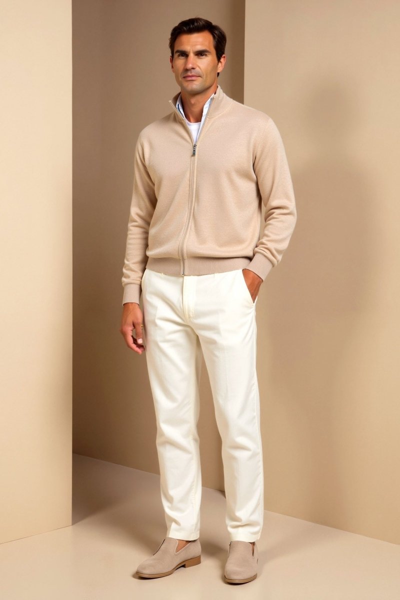 Slim Fit Zip Up Jacket For Men Minimalist Stand Up Collar - Nalani - UK Fashion Clothing and Decor