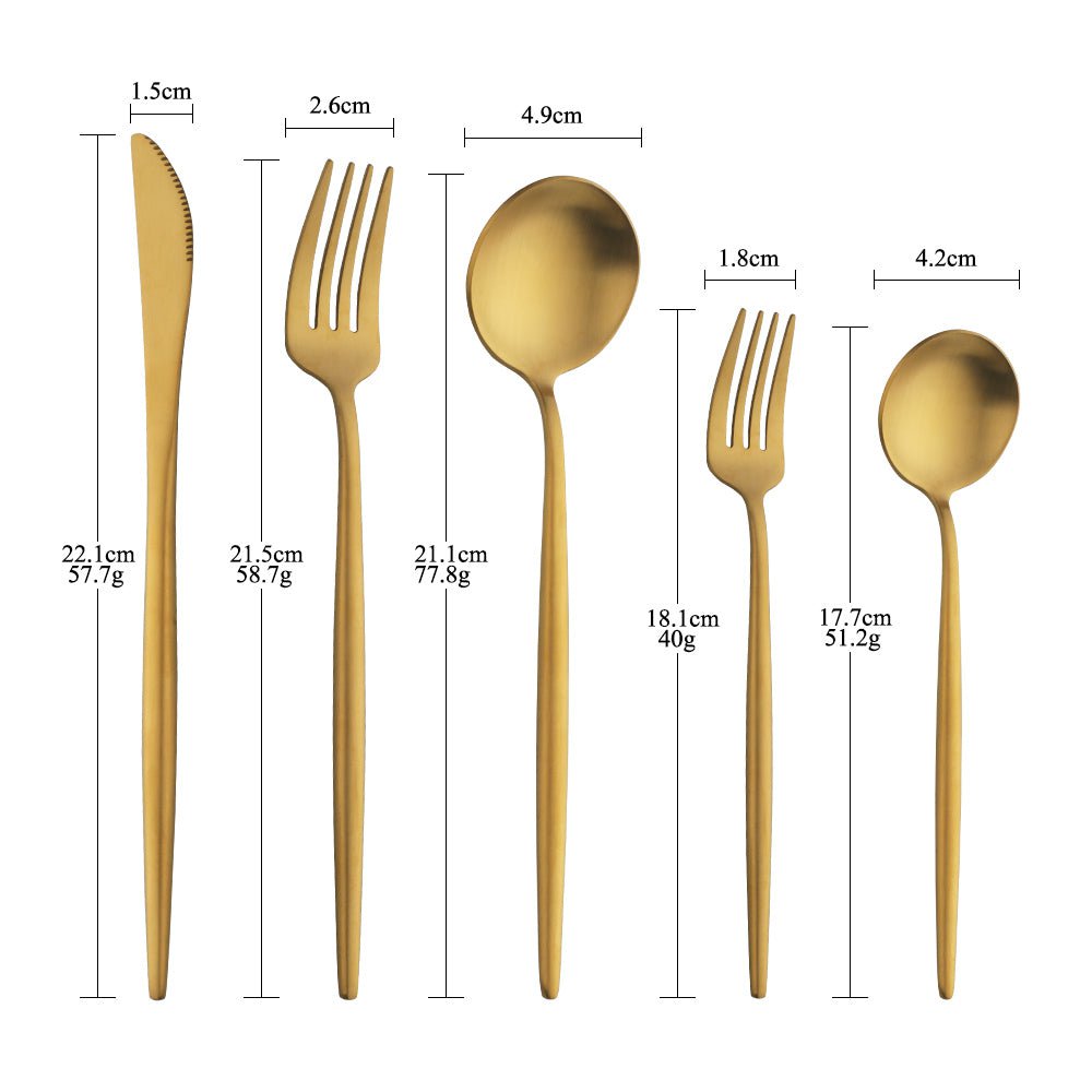Slim Stainless Steel Cutlery Set 16 or 20 Piece Dining - Nalani - UK Fashion Clothing and Decor