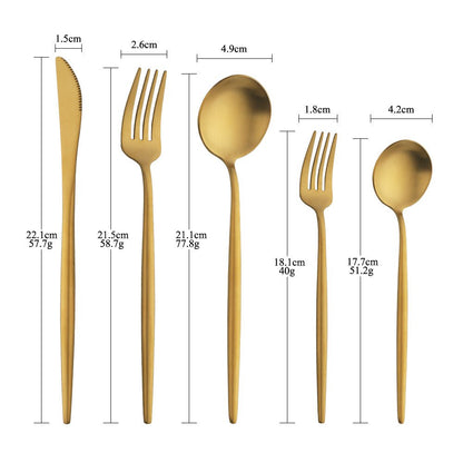 Slim Stainless Steel Cutlery Set 16 or 20 Piece Dining - Nalani - UK Fashion Clothing and Decor