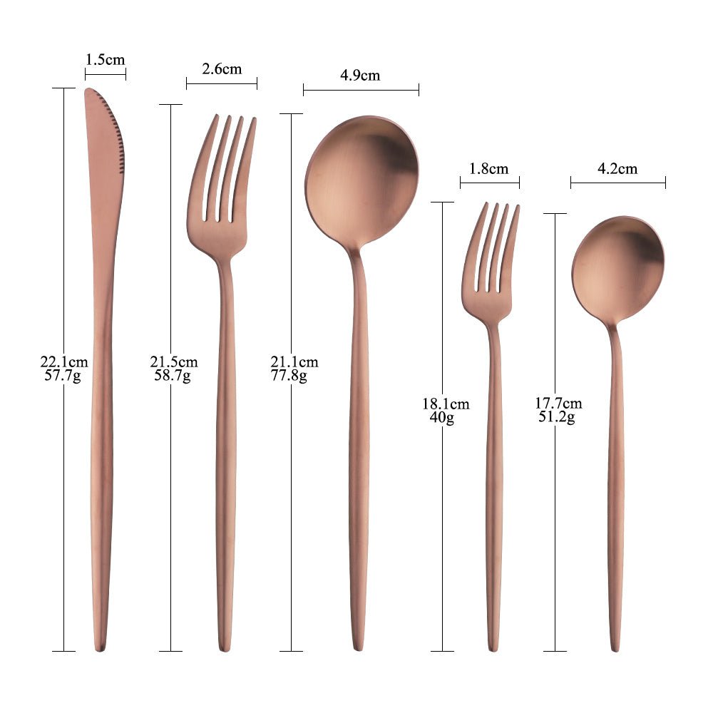 Slim Stainless Steel Cutlery Set 16 or 20 Piece Dining - Nalani - UK Fashion Clothing and Decor