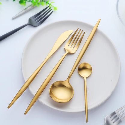 Slim Stainless Steel Cutlery Set 16 or 20 Piece Dining - Nalani - UK Fashion Clothing and Decor
