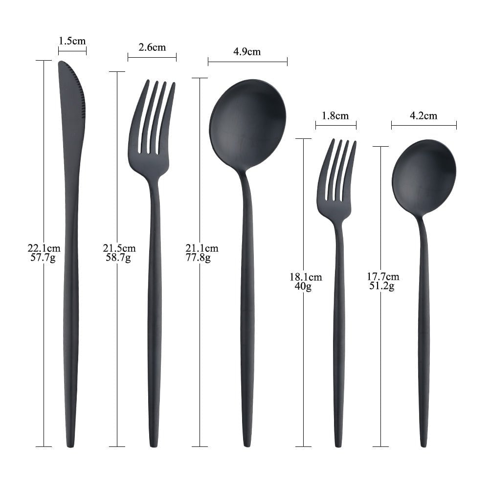Slim Stainless Steel Cutlery Set 16 or 20 Piece Dining - Nalani - UK Fashion Clothing and Decor