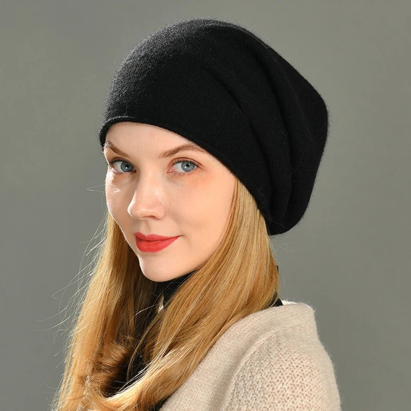 Slouchy Beanie With Cuffed Brim Fine Knit Winter Hat - Nalani - UK and AUS Fashion Clothing and Decor