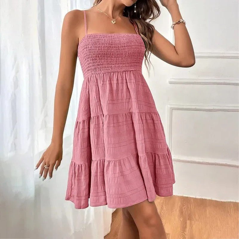 Smocked Tiered Relaxed Fit Sundress For Summer Weekends - Nalani - Fashion Clothing and Decor