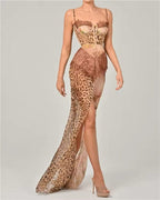 Sofia – Animal Print Sleeveless Maxi Dress For Cocktail Evenings - Nalani - Fashion Clothing and Decor