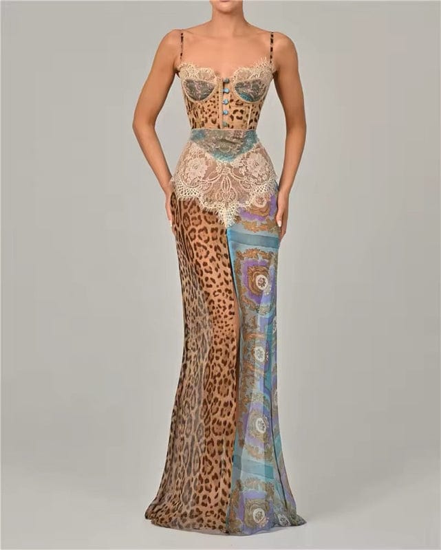 Sofia – Animal Print Sleeveless Maxi Dress For Cocktail Evenings - Nalani - Fashion Clothing and Decor