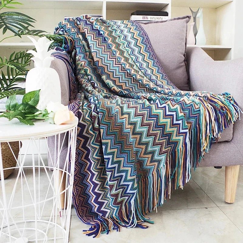 Soft Cozy Boho Plaid Throw Blanket Colorful 130x180 cm - Nalani - UK Fashion Clothing and Decor
