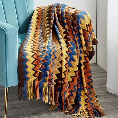 Soft Cozy Boho Plaid Throw Blanket Colorful 130x180 cm - Nalani - UK Fashion Clothing and Decor