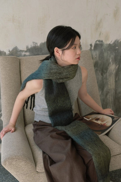 Soft Wool Blend Gradient Fringe Scarf Long Knit Wrap - Nalani - UK Fashion Clothing and Decor