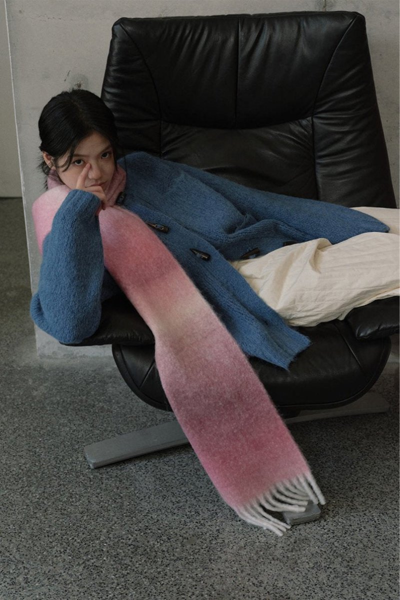 Soft Wool Blend Gradient Fringe Scarf Long Knit Wrap - Nalani - UK Fashion Clothing and Decor