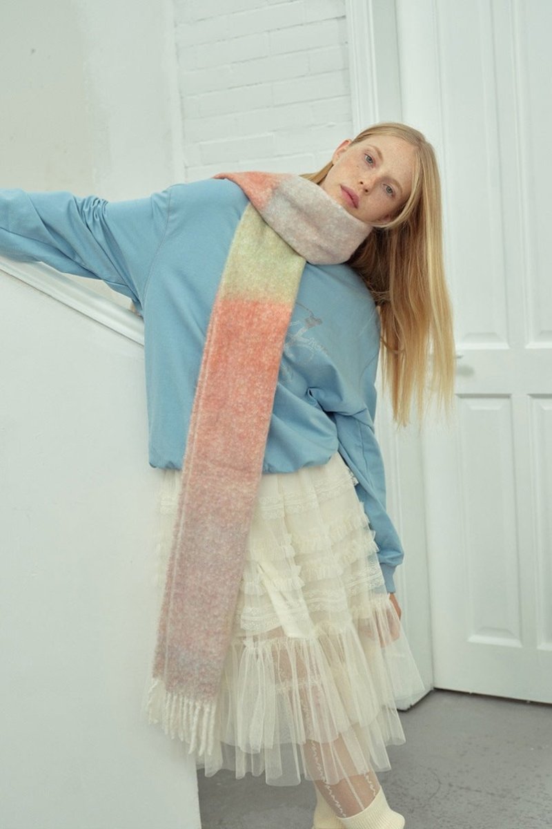 Soft Wool Blend Gradient Fringe Scarf Long Knit Wrap - Nalani - UK Fashion Clothing and Decor