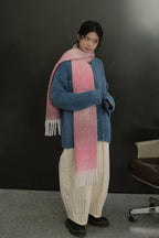 Soft Wool Blend Gradient Fringe Scarf Long Knit Wrap - Nalani - UK Fashion Clothing and Decor