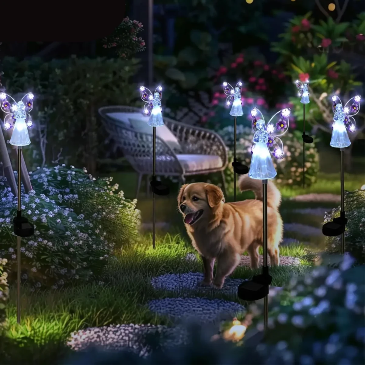 Solar Garden Lights Angel Lamp With LED Outdoor Decor Stainless Auto On Off - Nalani - UK Fashion Clothing and Decor