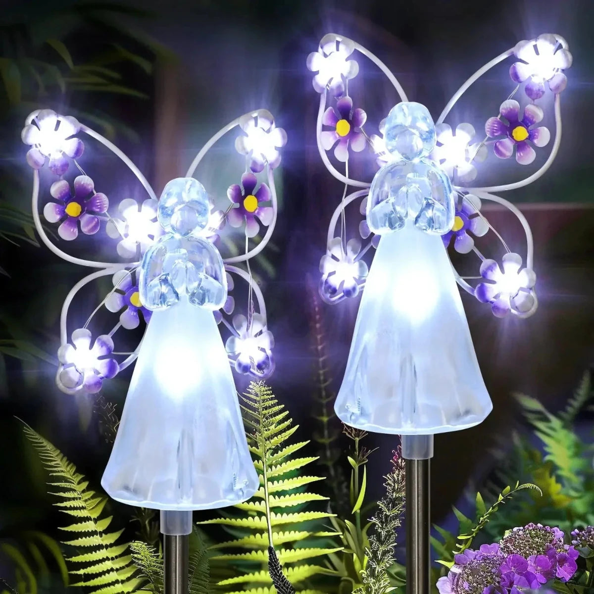 Solar Garden Lights Angel Lamp With LED Outdoor Decor Stainless Auto On Off - Nalani - UK Fashion Clothing and Decor
