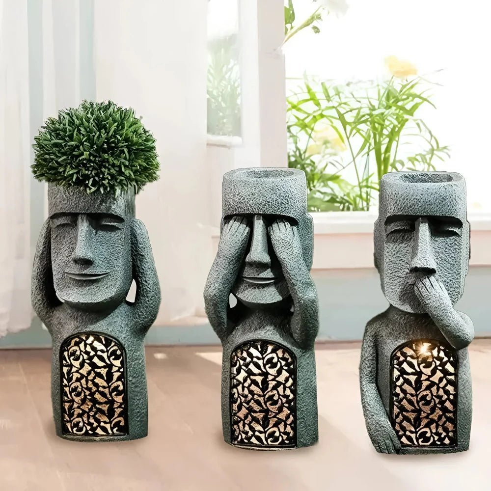 Solar LED Face Planter For Outdoor Garden Illumination - Nalani - UK Fashion Clothing and Decor