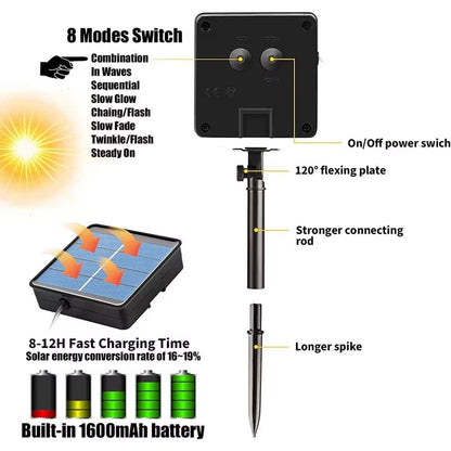 Solar LED Rope Light Waterproof Outdoor Christmas Lights - Nalani - UK Fashion Clothing and Decor