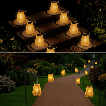 Solar Outdoor Lantern With Woven Look For Garden Patio - Nalani - UK Fashion Clothing and Decor