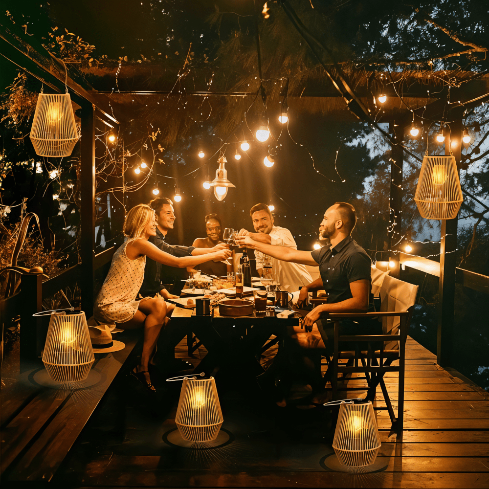 Solar Outdoor Lantern With Woven Look For Garden Patio - Nalani - UK Fashion Clothing and Decor