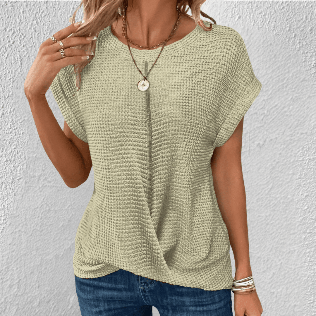 Soril | Tummy Tucking Waffle - knit top - Nalani - Fashion Clothing and Decor