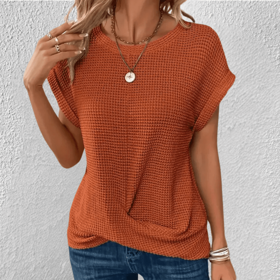 Soril | Tummy Tucking Waffle - knit top - Nalani - Fashion Clothing and Decor