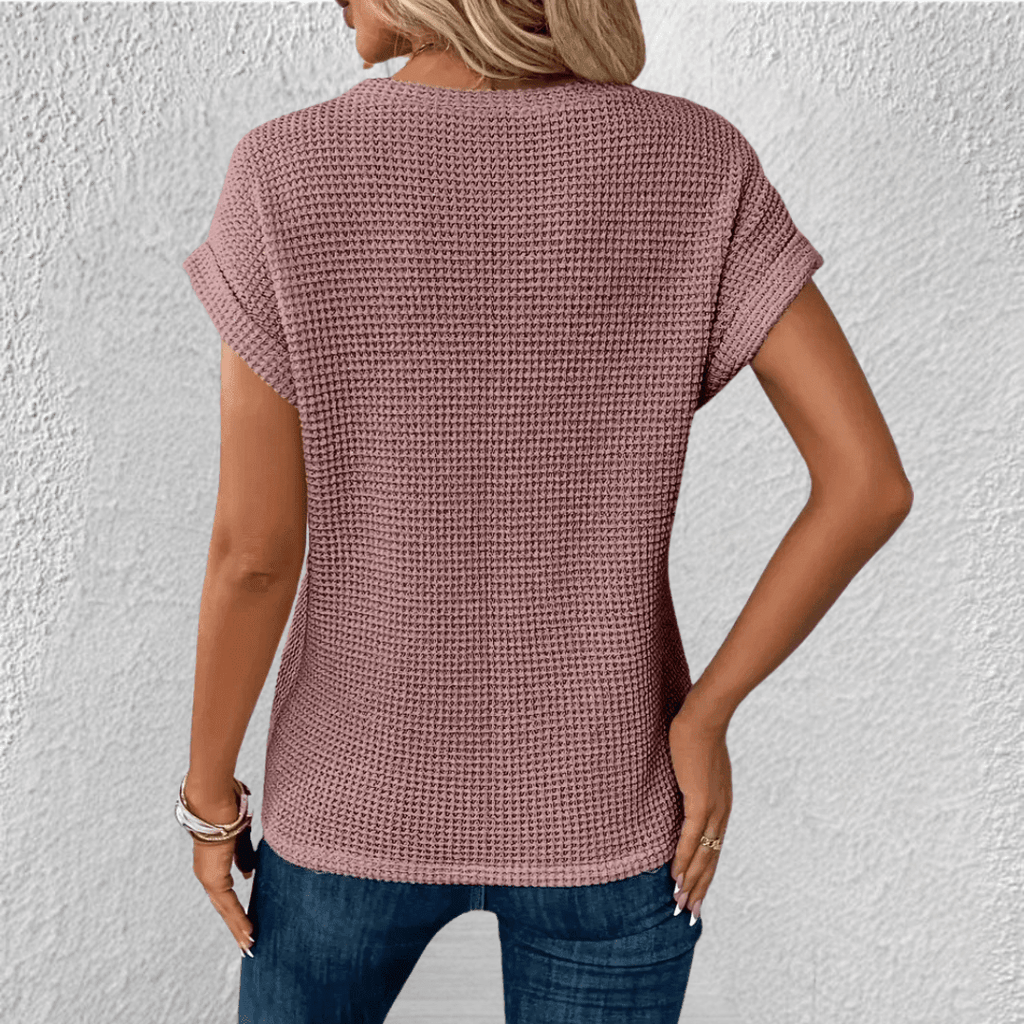 Soril | Tummy Tucking Waffle - knit top - Nalani - Fashion Clothing and Decor