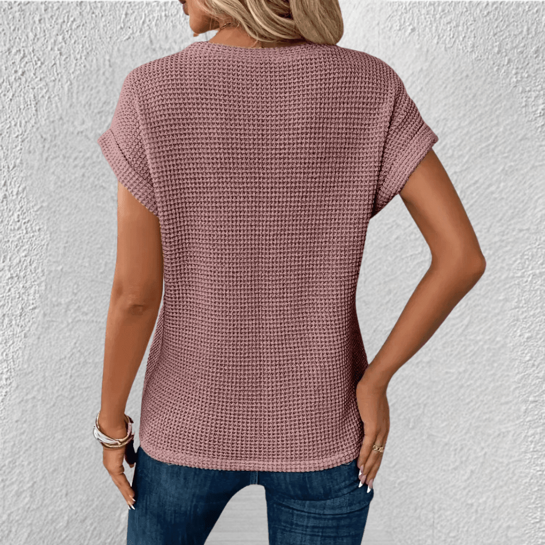 Soril | Tummy Tucking Waffle - knit top - Nalani - Fashion Clothing and Decor