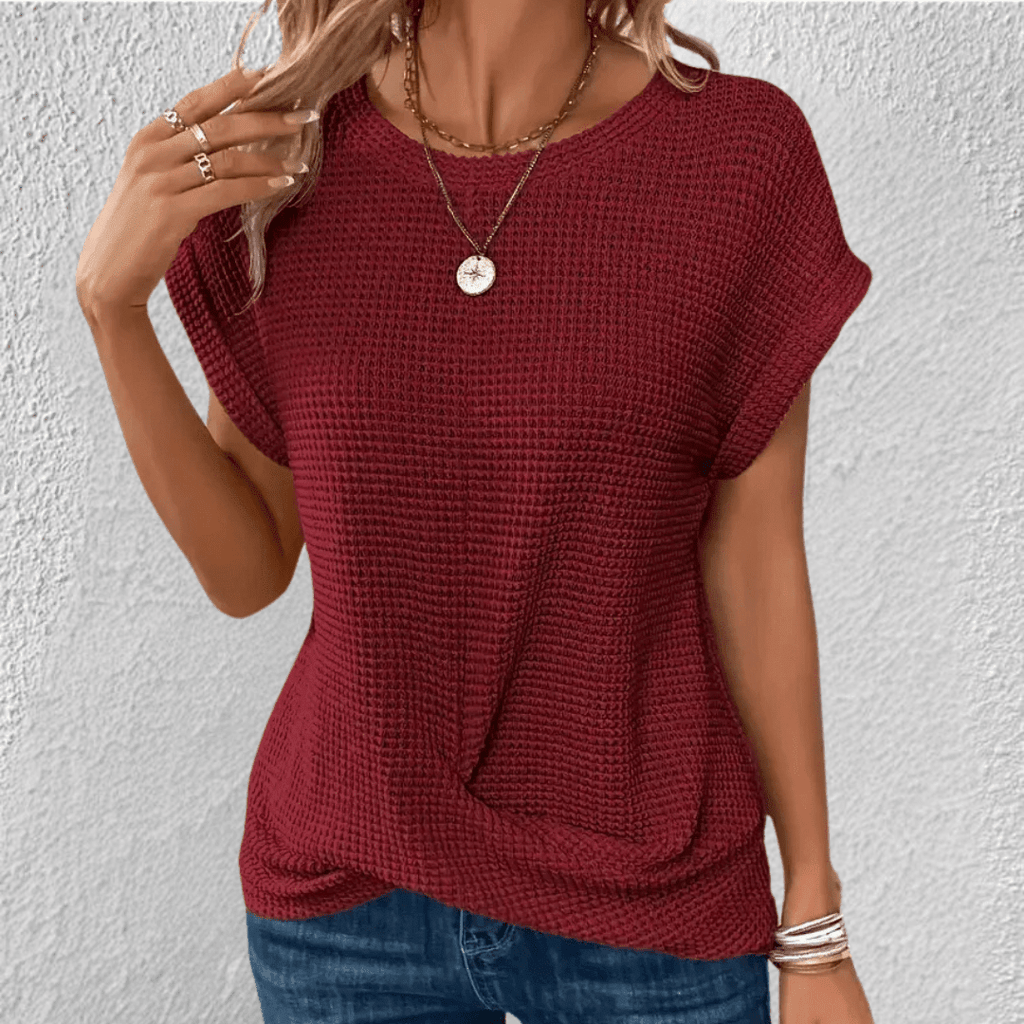 Soril | Tummy Tucking Waffle - knit top - Nalani - Fashion Clothing and Decor